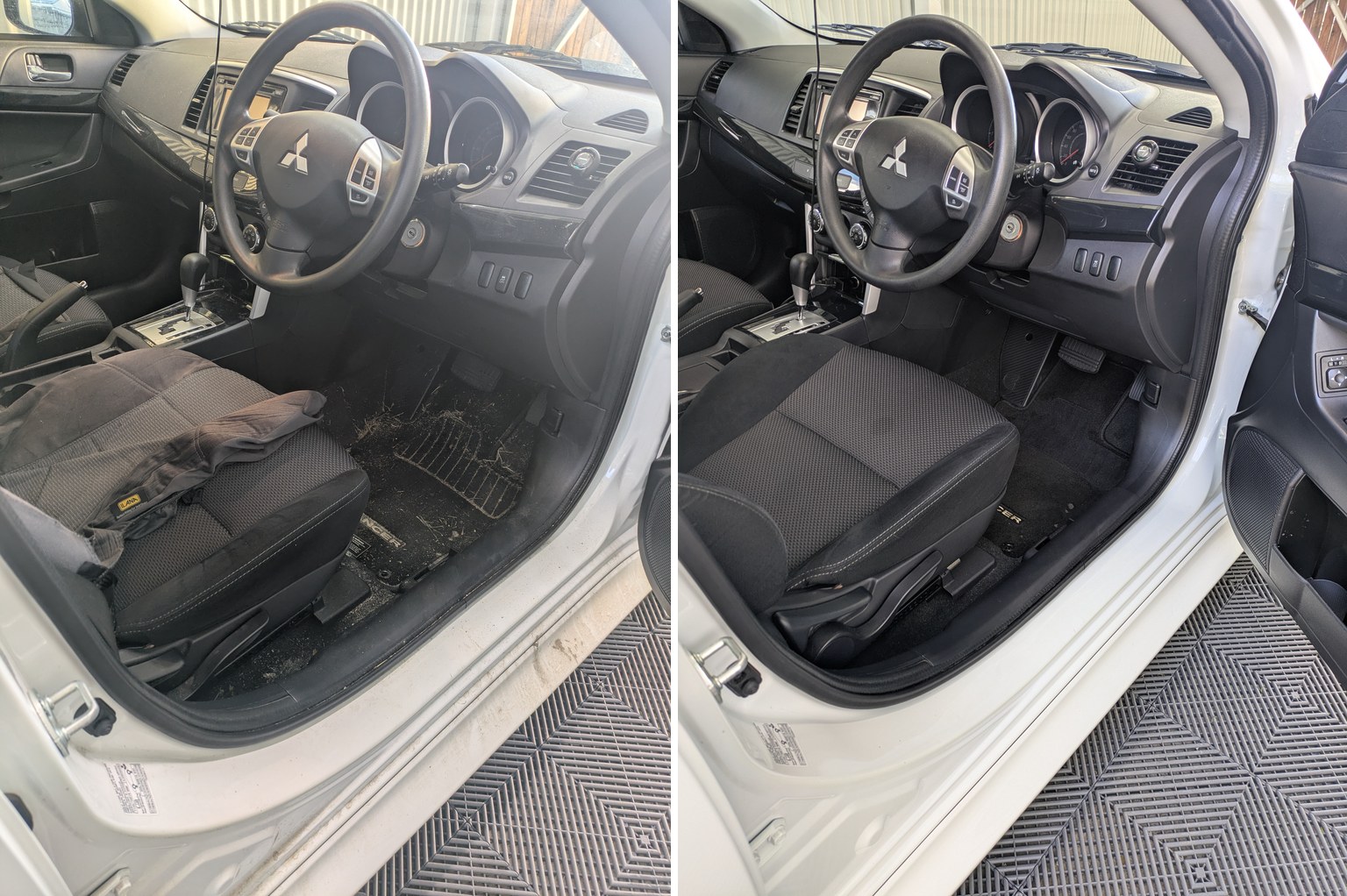 Before and after — Lancer interior