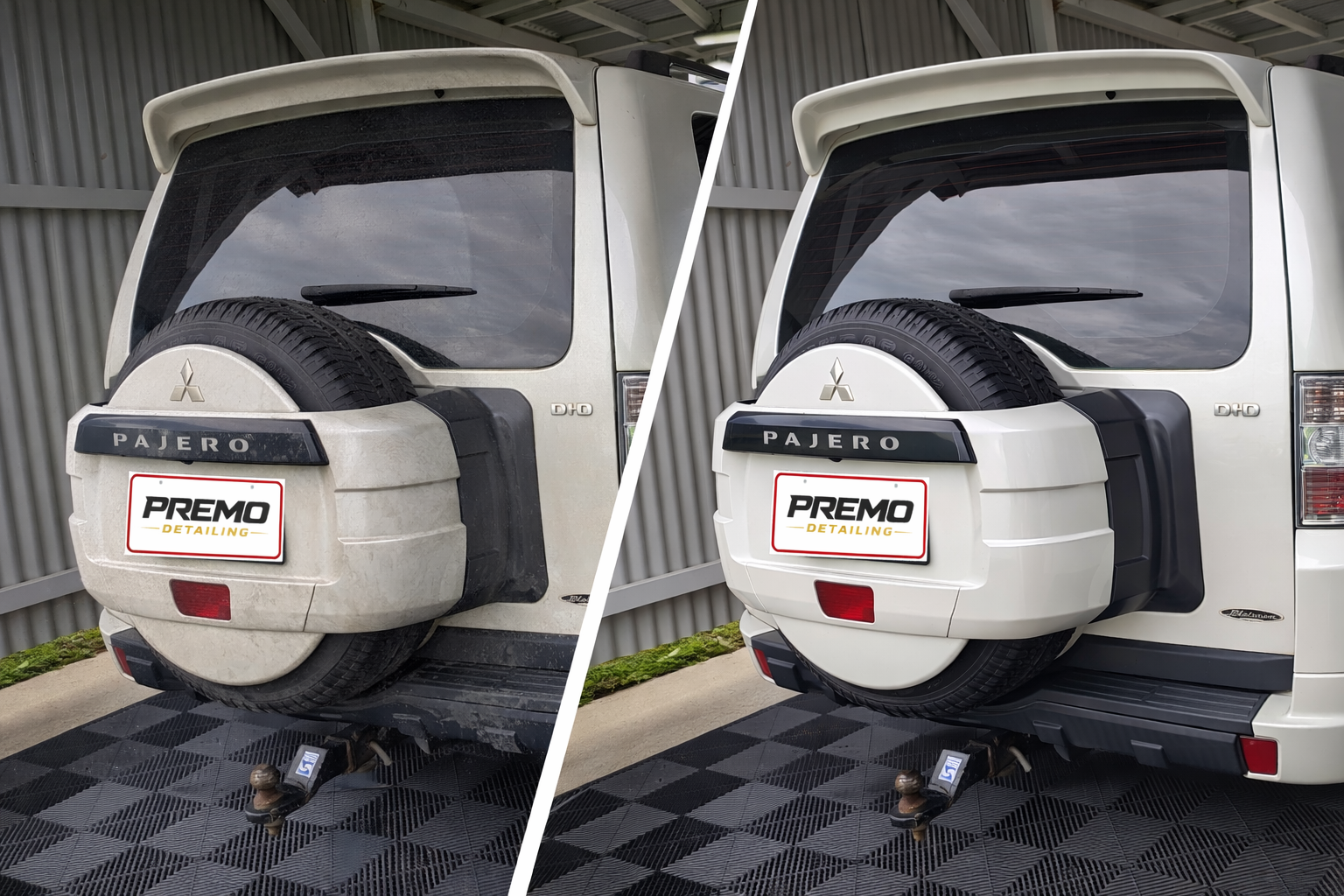 Before and after — Pajero exterior rear