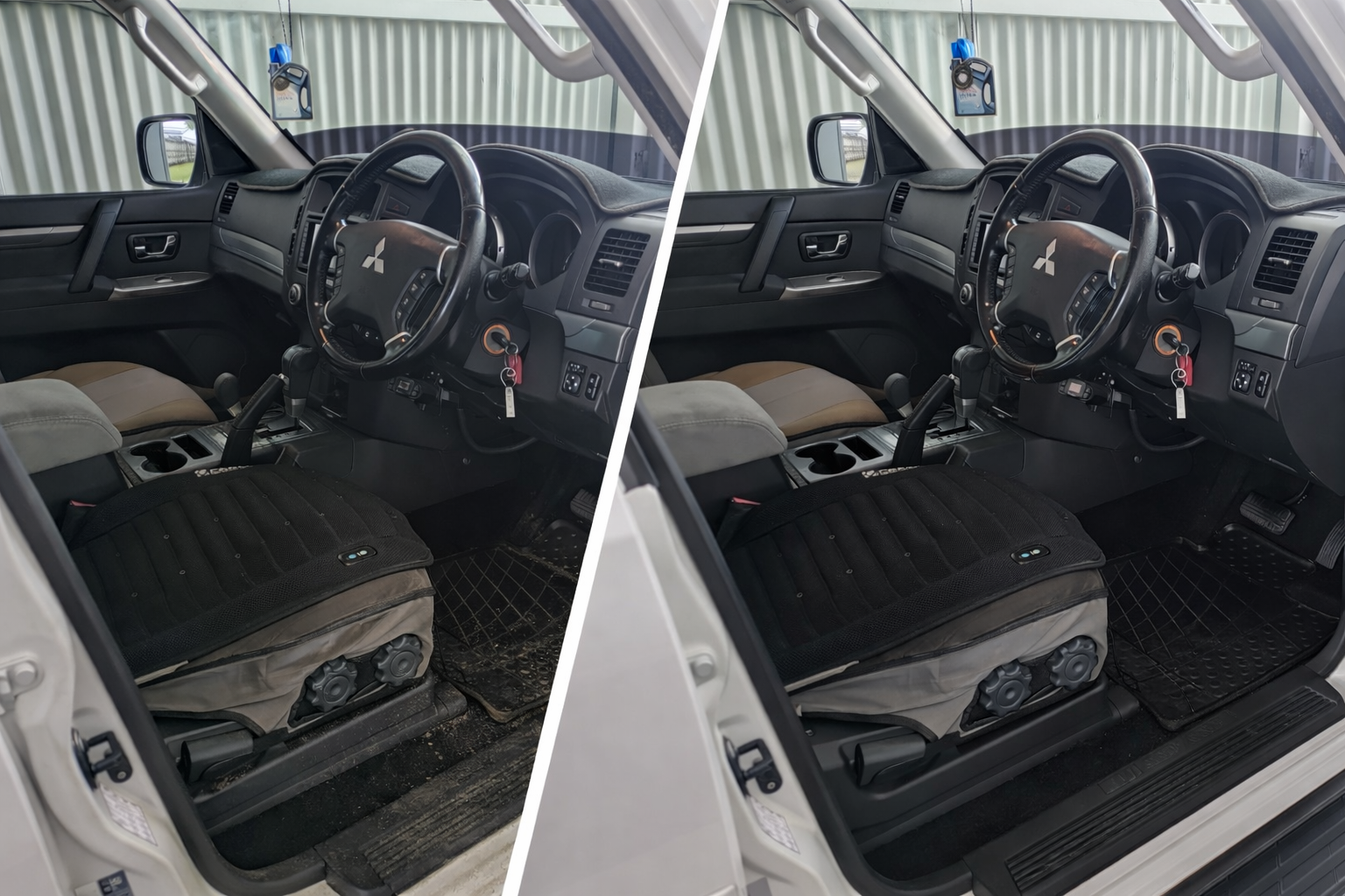 Before and after — Pajero driver interior